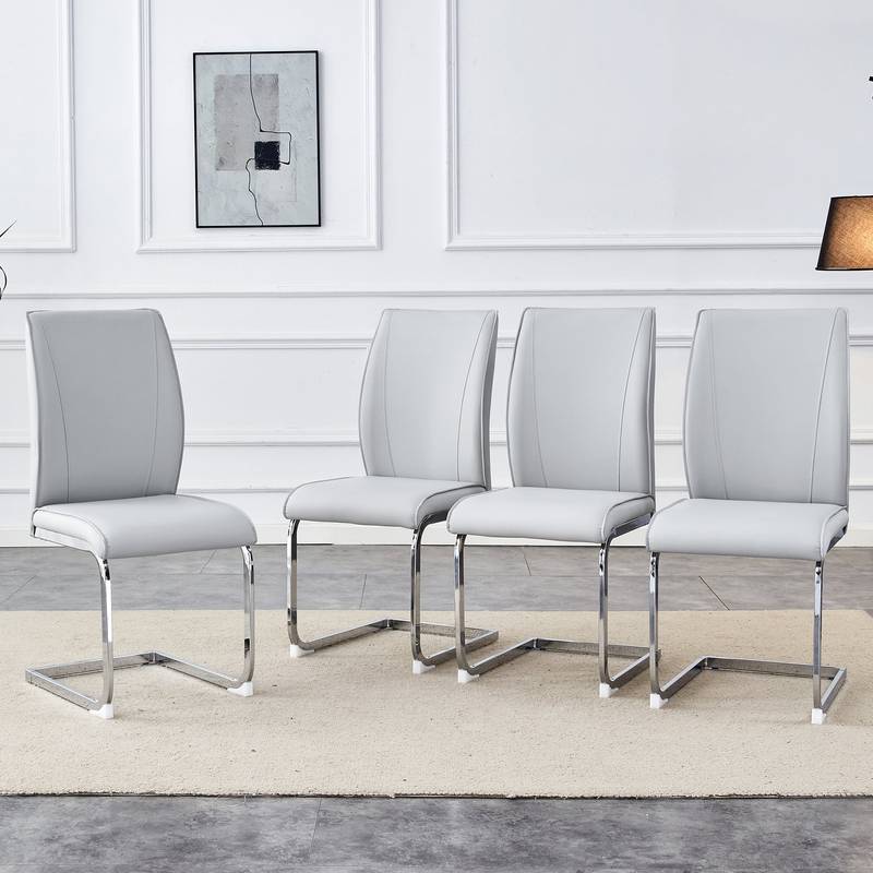 Chic Light Gray Arch Dining Chairs - Set of Four