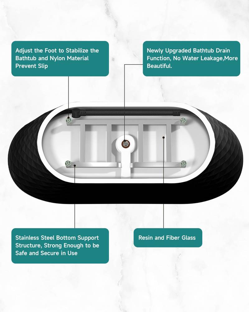 Diamond Delight Freestanding Bathtub in Black