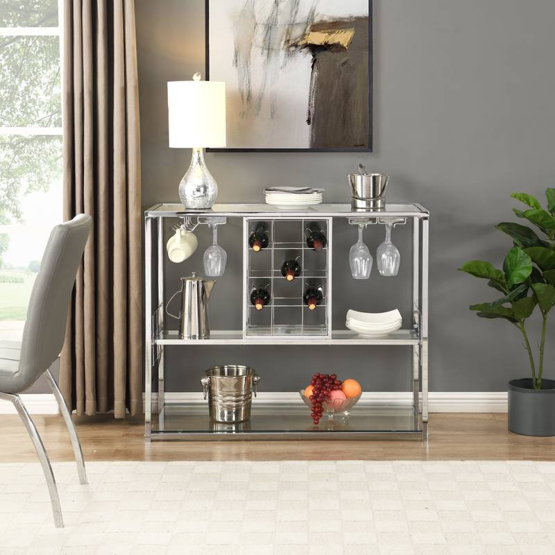Chic Home Bar Trolley with Glass Holder and Wine Rack