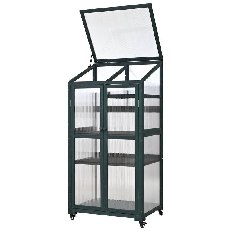 EasyMove Greenhouse: Portable Wooden Oasis with Adjustable Shelves