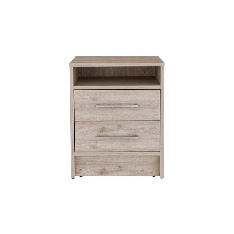 Chic Light Gray Nightstand with Two Drawers