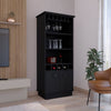 Sleek Black Bar Cabinet with Wine Rack & Stylish Storage