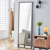 Elegant Gray Wood Full-Length Mirror