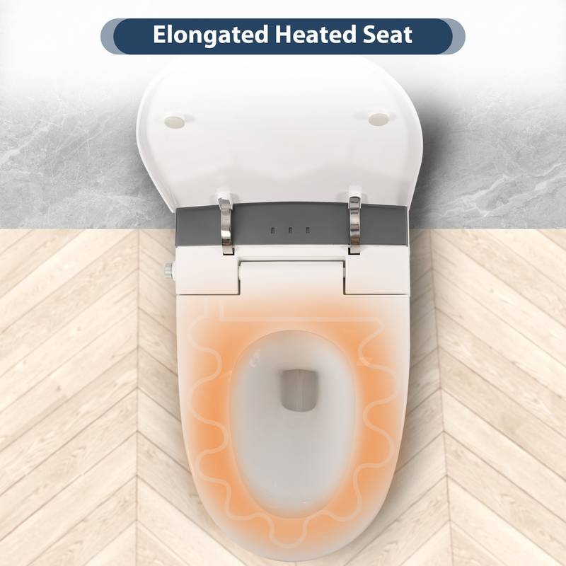 Smart Heated Toilet with Foot Flush and Night Light