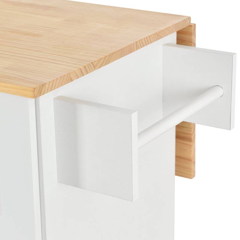 Charming Rolling Kitchen Island with Wood Top & Convenient Storage