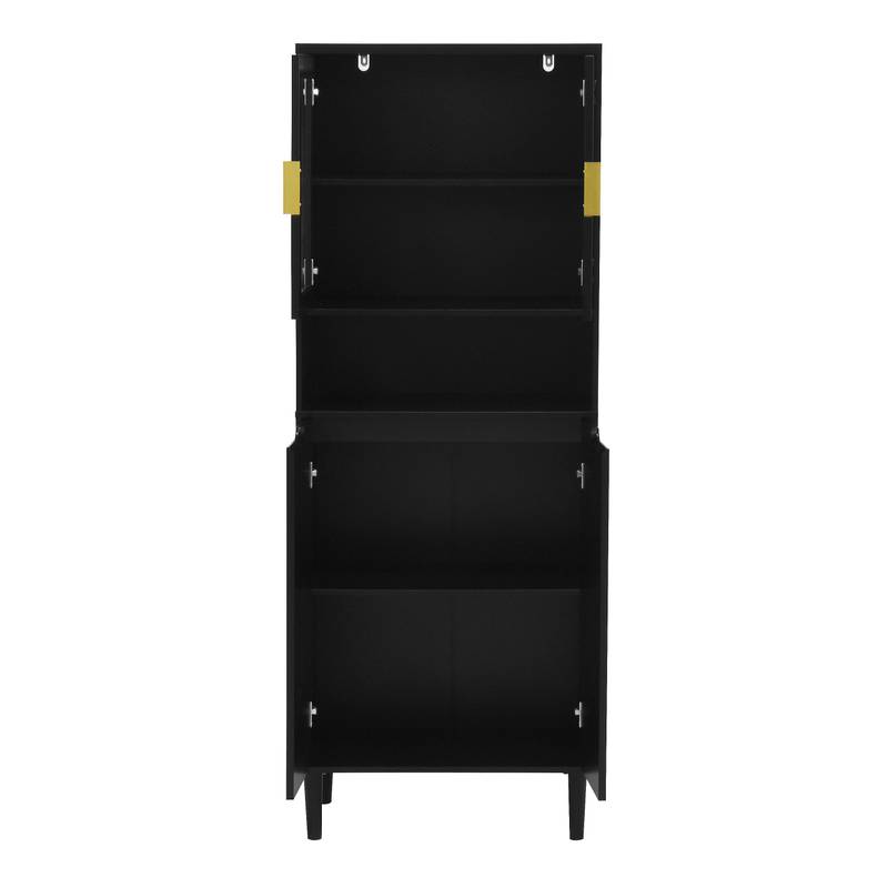 Sleek Adjustable Glass Door Bookcase - Black storage for Living & Bedroom