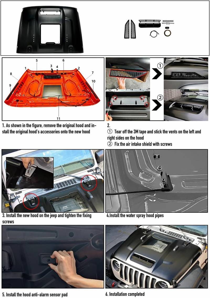 Space-Capsule Style Jeep Hood for Wrangler & Gladiator