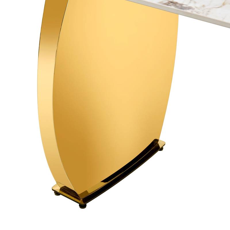Chic Marble-Top Dining Table with Luxe Gold Legs