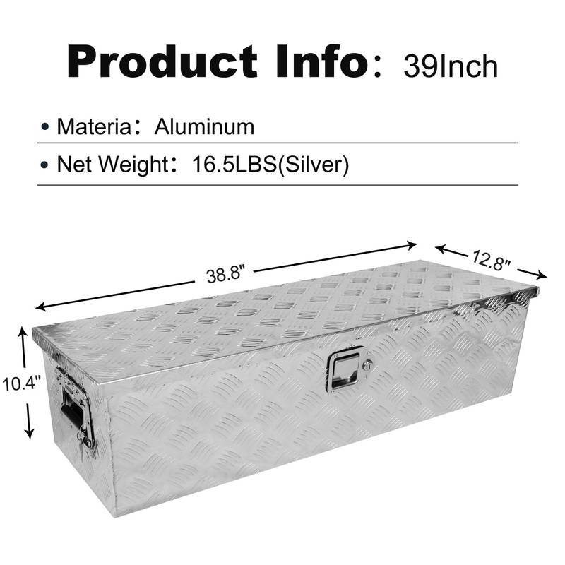 Silver Heavy Duty Truck Bed Tool Box with Lock & Handle