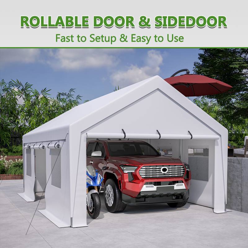 All-Weather Steel Carport Canopy with Removable Walls