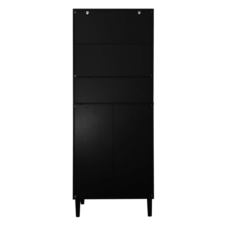 Sleek Adjustable Glass Door Bookcase - Black storage for Living & Bedroom