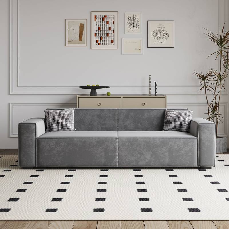 Chic Tufted Sofa with Pillows