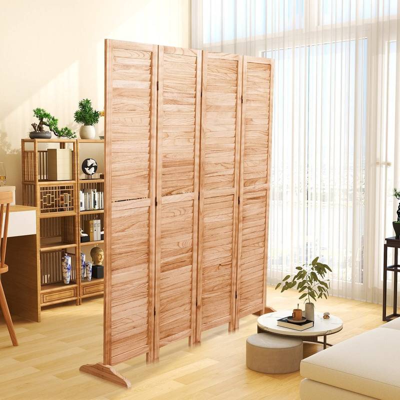 Natural Wood Folding Room Divider