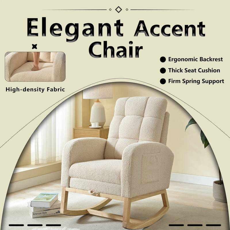 Cozy Rocking Lounge Chair with Footrest & Side Pocket