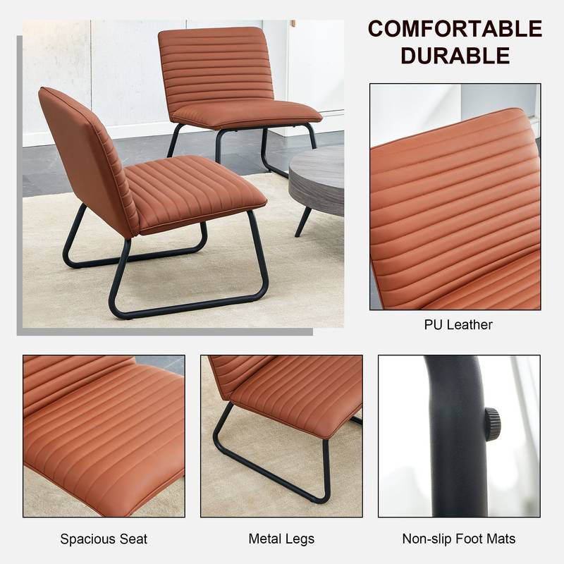 Chic Brown Armless Sofa Chair