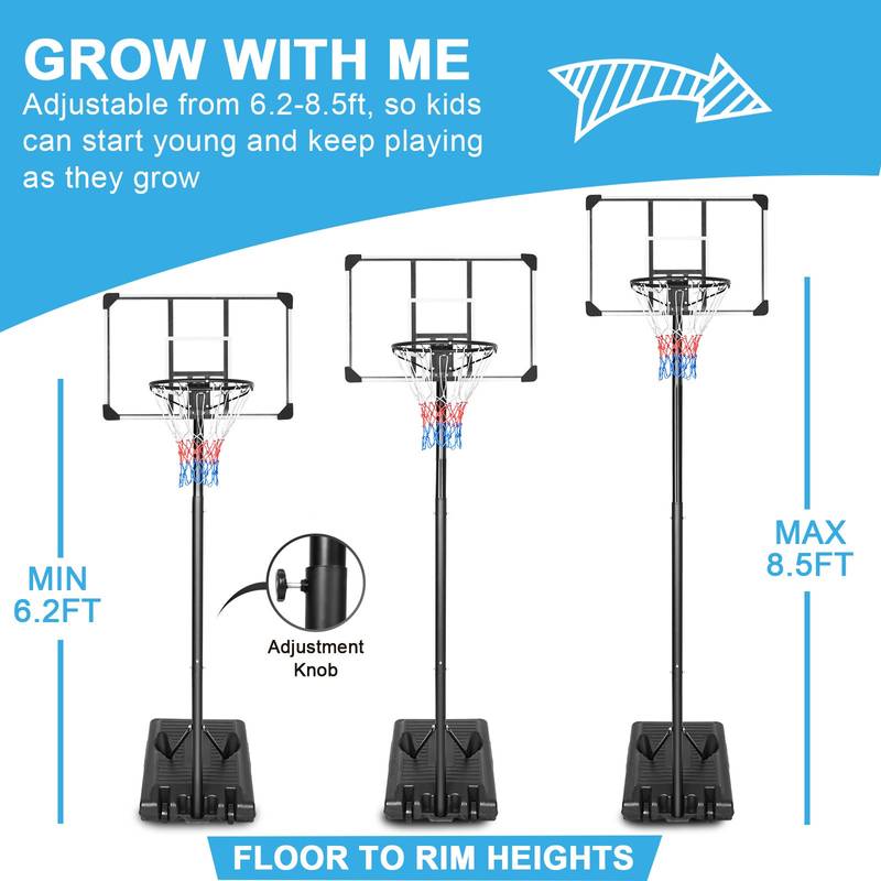 Adjustable Portable Basketball Hoop with Wheels