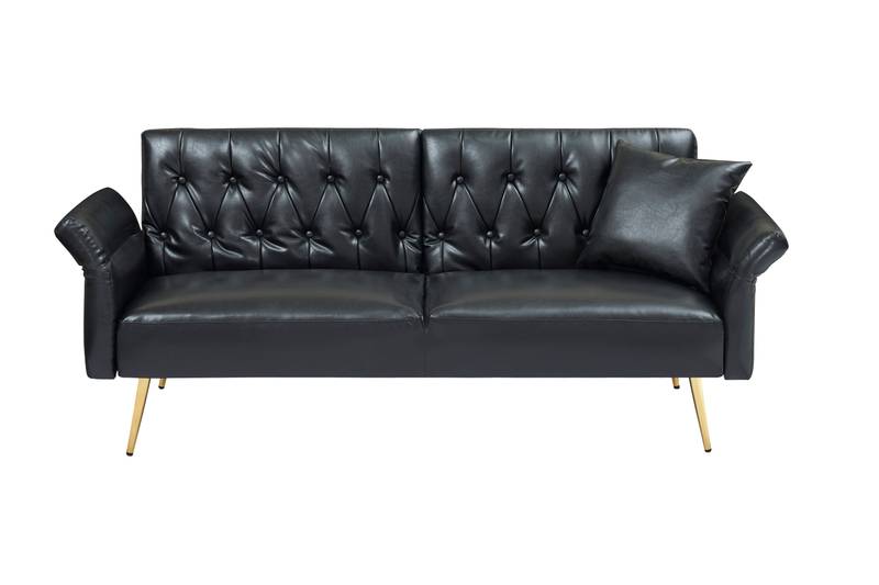 Cozy Convertible Faux Leather Sofa Bed
