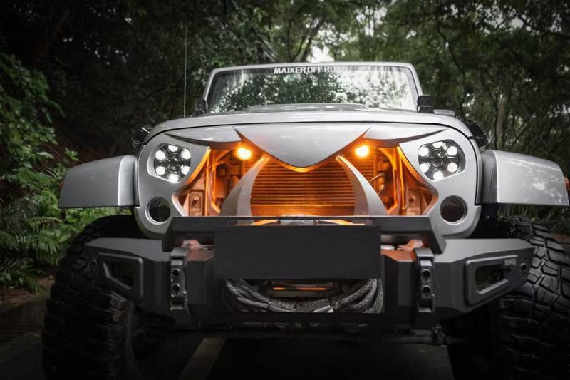 Spooky Jeep Grille Halloween Cover - Matte Black