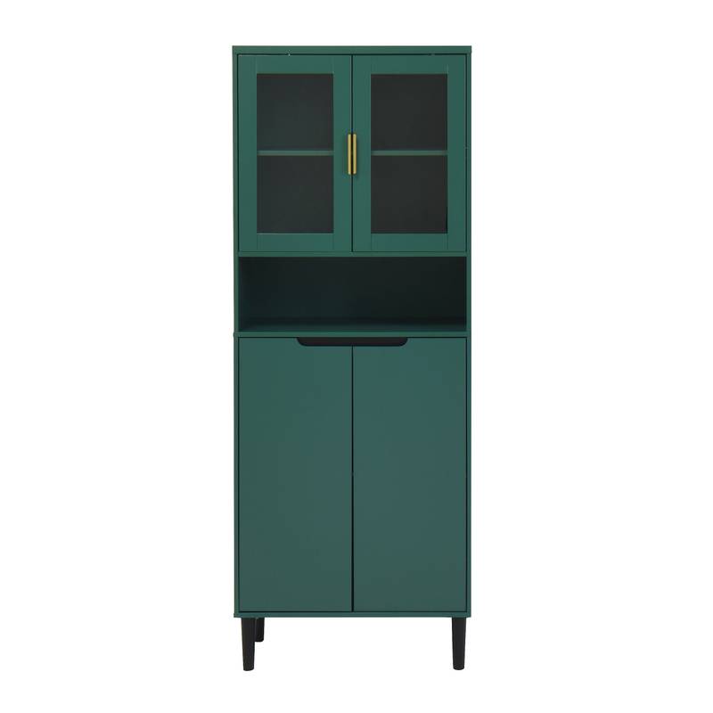 Stylish Green Glass Door Bookcase - Versatile Storage for Any Room