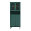 Stylish Green Glass Door Bookcase - Versatile Storage for Any Room