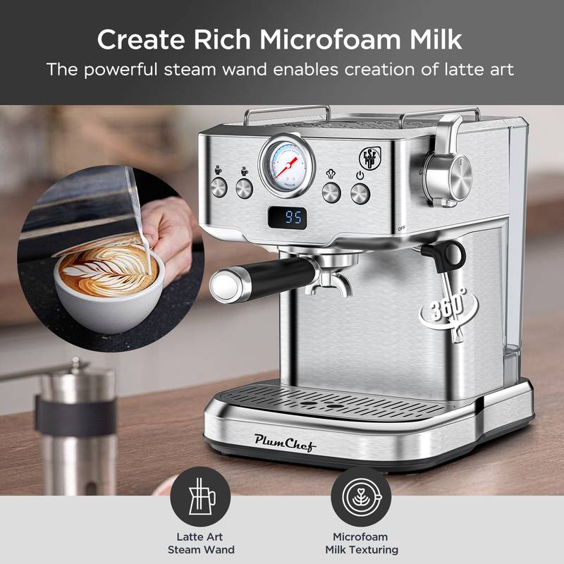 BrewMaster Pro Espresso Maker with Frother - Perfect for Cappuccinos and Lattes!