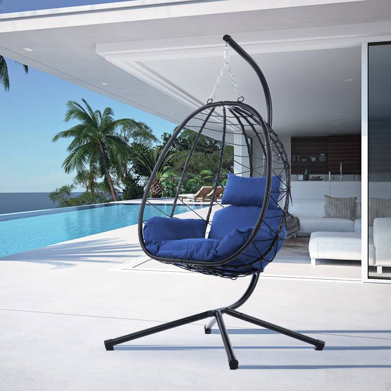 Cozy Swing Egg Chair with Stand for Indoor and Outdoor Relaxation