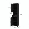 Sleek Slim Floor Cabinet with Adjustable Shelves - Black
