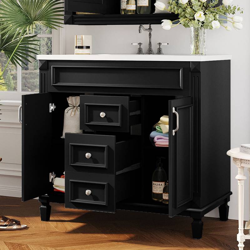 Sleek Modern Bathroom Vanity with Soft Close Doors and Drawers