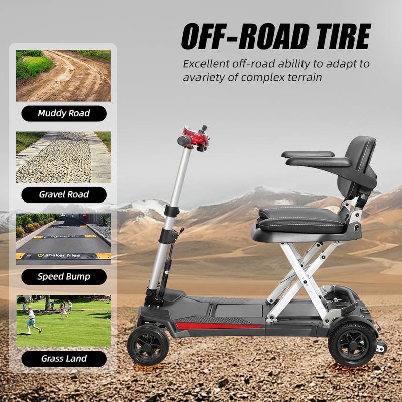 Easy Travel Folding Scooter for Seniors - Red Edition