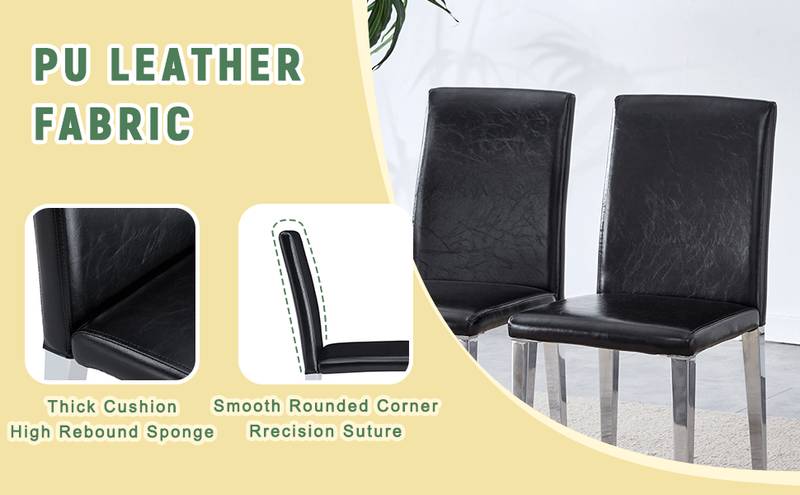 Sleek Black Backrest Chairs with Silver Legs - Modern Minimalist Chic!