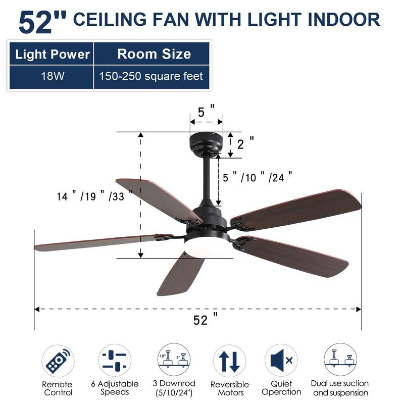 Chic Breeze Ceiling Fan with Dimmable Light & Remote Control