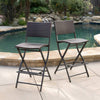 Chic Foldable Wicker Patio Bar Stools - Set of Two