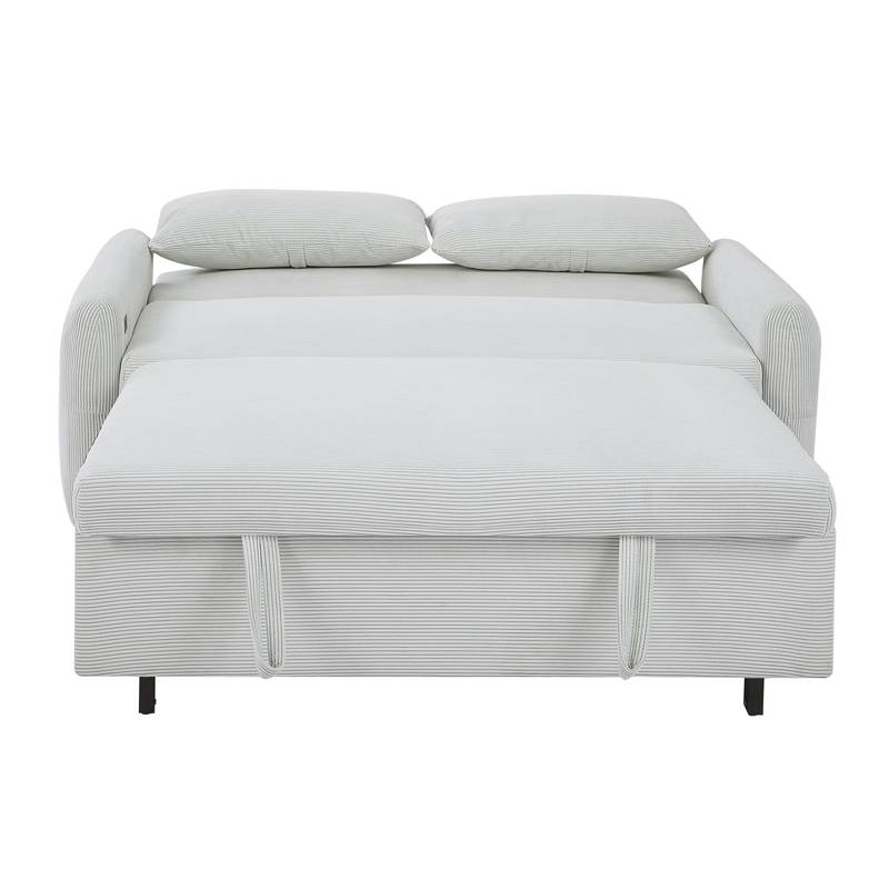 Light Blue Sleeper Sofa with USB Ports and Pillows