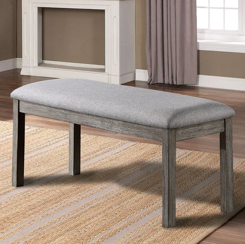 Chic Gray Padded Dining Bench