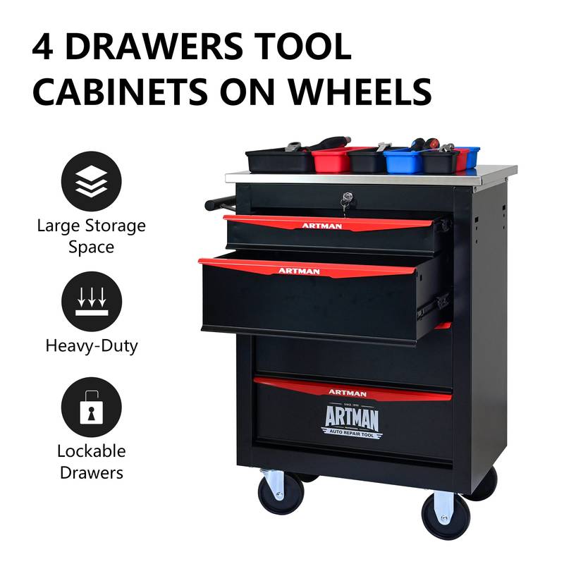 Rolling Tool Cart with Wheels - Stylish Storage for Garage and Workshop
