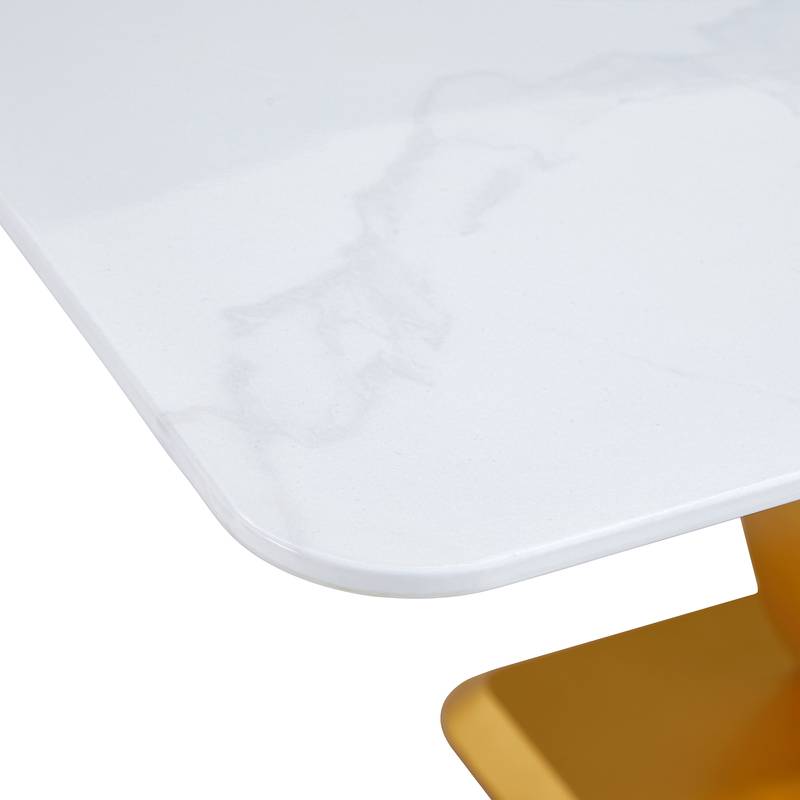 Elegant Marble-Style Dining & Desk Table with Gold Legs