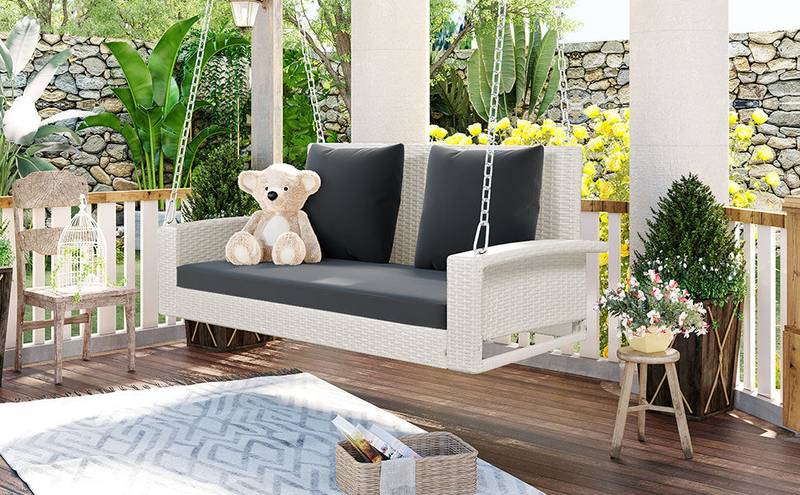 Cozy Wicker Swing for Two