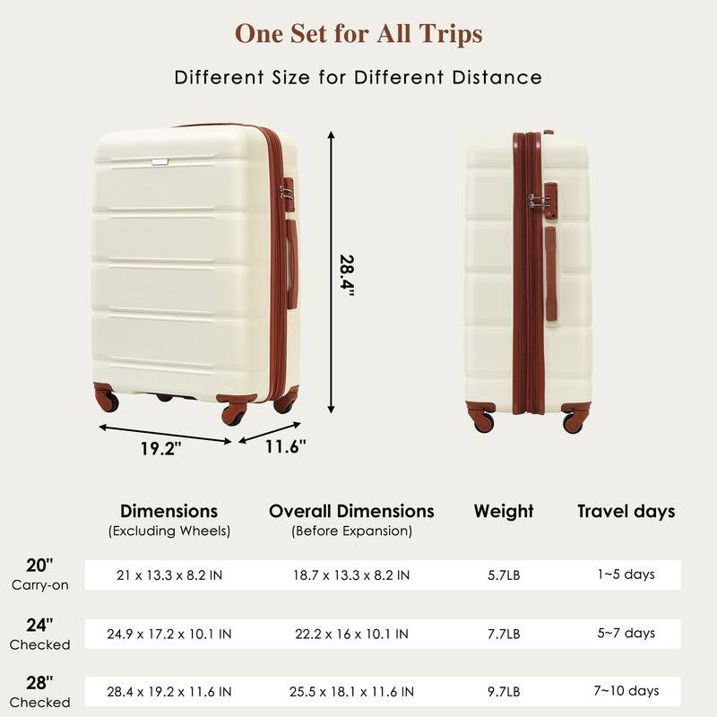 Travel Buddy Luggage Trio with USB Port & Cup Holder