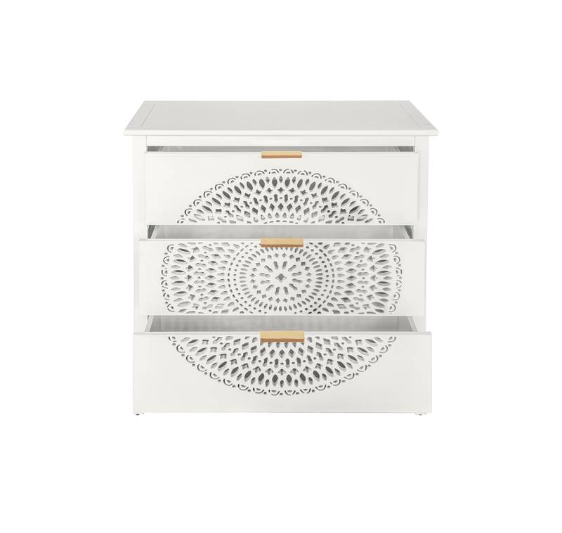 Chic Hollow-Carved 3-Drawer Storage Cabinet