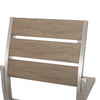 Stylish Outdoor Aluminum Dining Chairs with Natural Wood Look - Set of Two