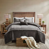 Cozy Grey Faux Suede King Comforter Set