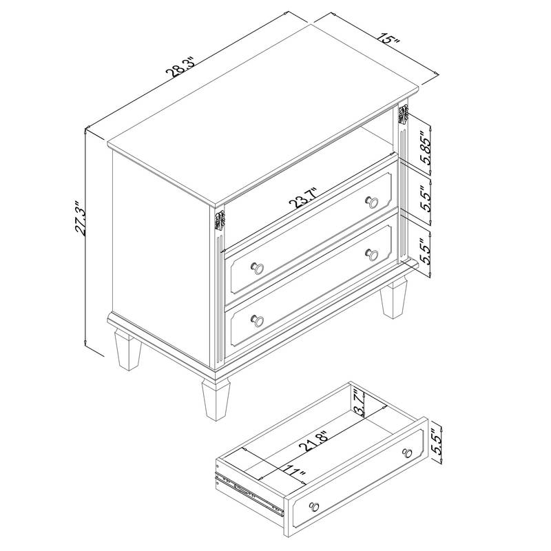 Charming Farmhouse Nightstand with Charging Station and Drawers