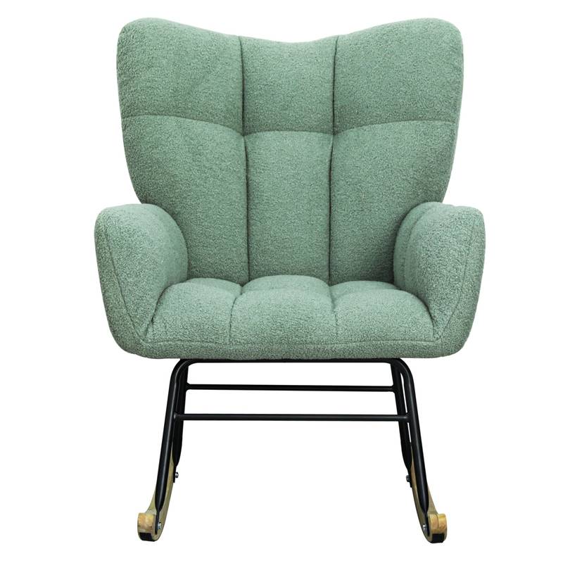 Cozy Teddy Rocker - Modern Accent Chair in Light Green