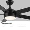 Sleek Black Ceiling Fan with Light
