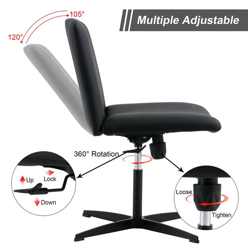 Sleek Black Adjustable Swivel Chair for Home & Office