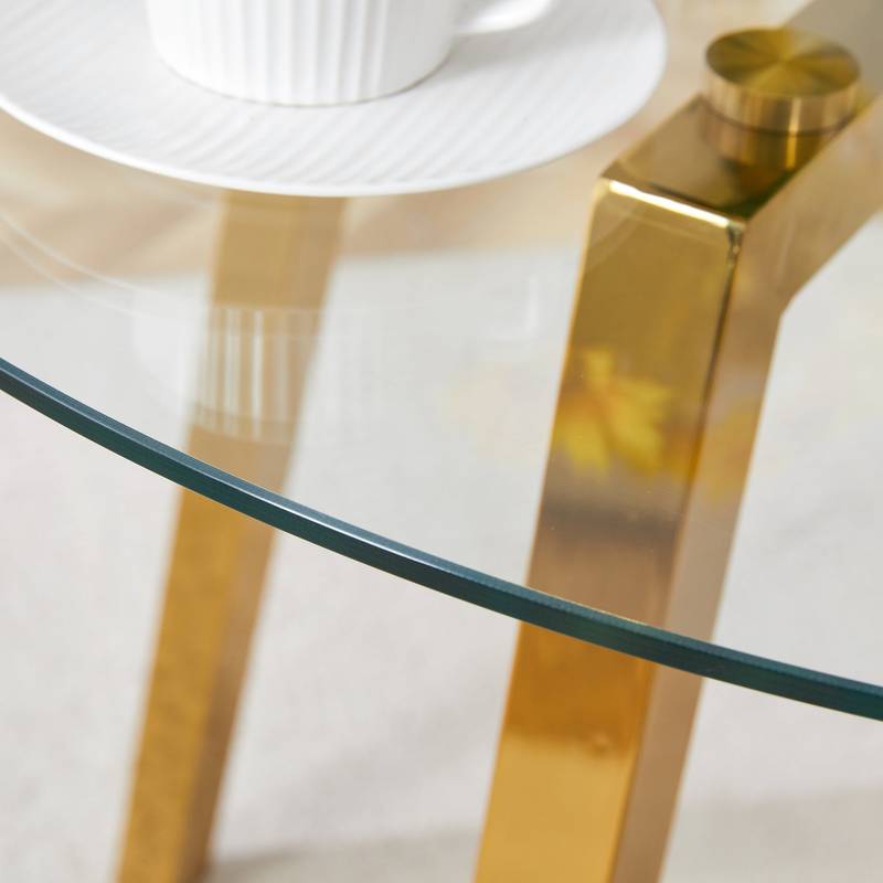 Chic Gold-Base Round Glass Dining Table