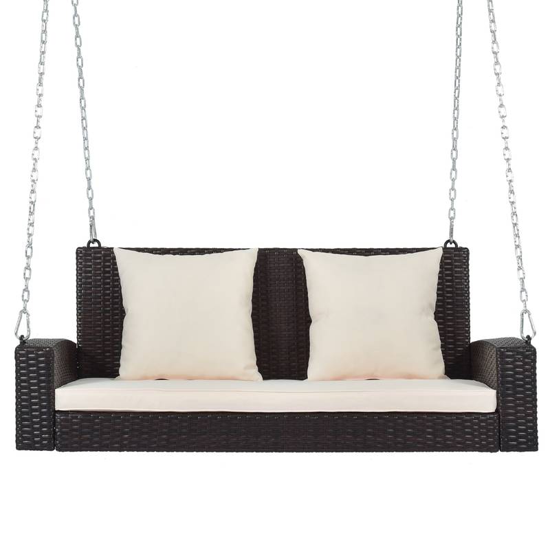 Cozy Duo Wicker Swing with Cushions