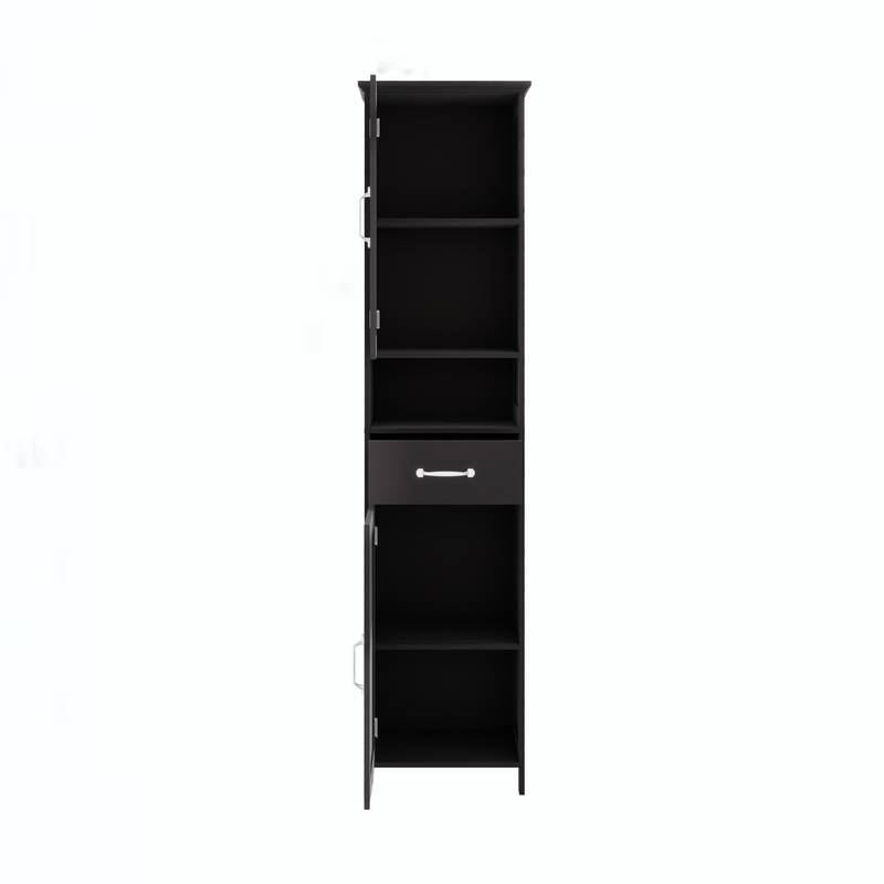 Sleek Slim Floor Cabinet with Adjustable Shelves - Black