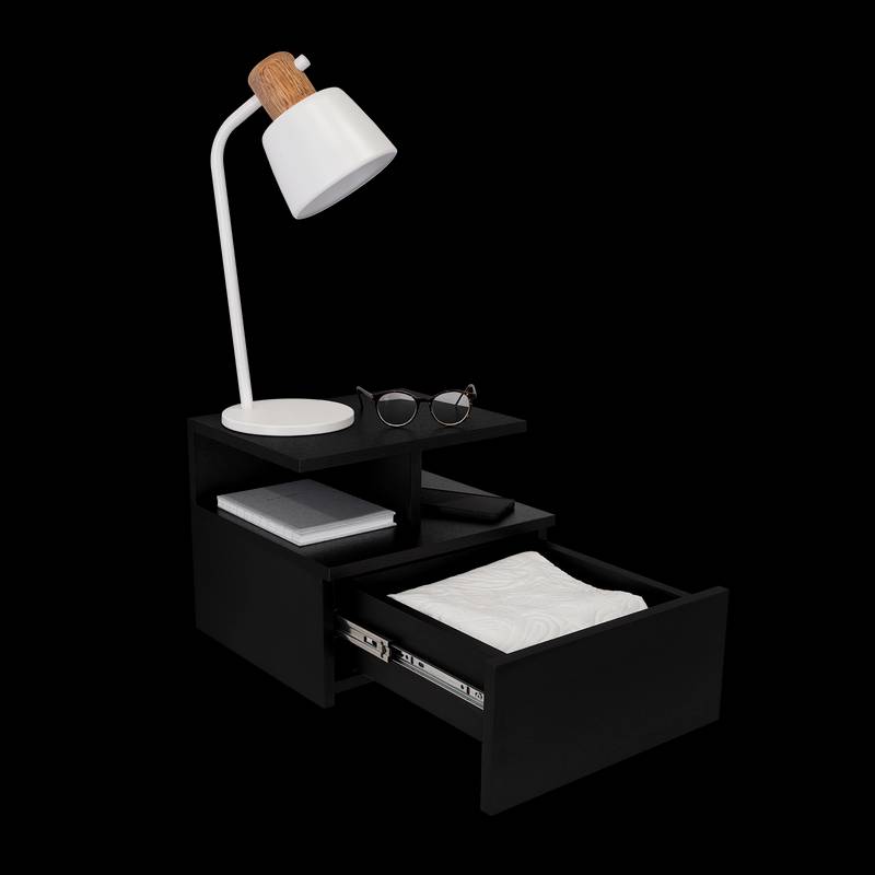 Adele Black Floating Nightstand