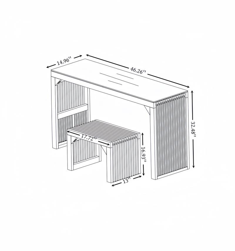Rustic Pine Bench & Table Set